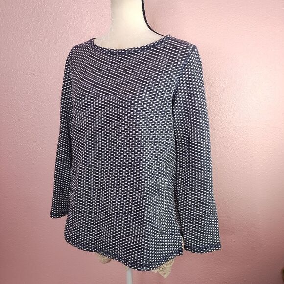 Talbots Navy and White Patterned Top - Picture 1 of 8